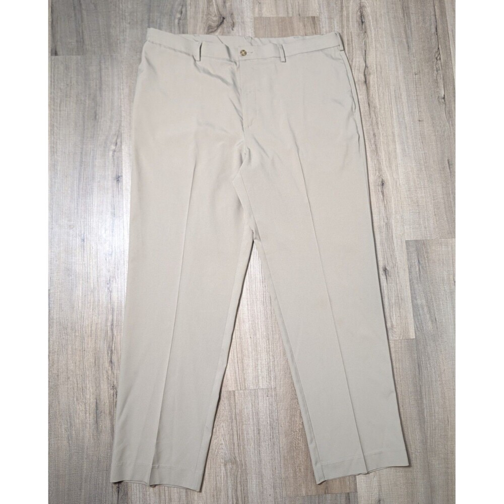 PGA Tour Size 40X32 Golf Pants Performance Tan Flat Front Chino Athleisure Prep